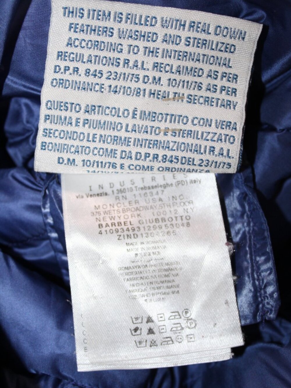 Moncler Light Weight Blue Down Puffer Hooded Coat Jacket Tie Moncler SZ 3 M - Picture 11 of 13